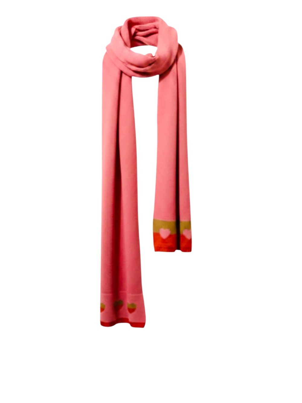 Vintage MARC JACOBS Muted Pink Hearts 100% Wool Long Scarf ⭐️⭐️⭐️⭐️⭐️